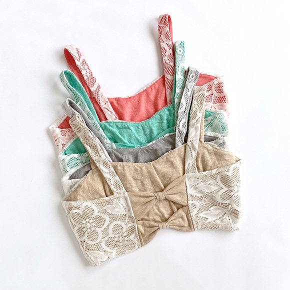 NWOT Gray Back Cutout Floral Lace Bra Crop Top - Picture 12 of 14